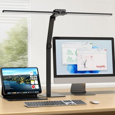 24W 双头 LED 台灯 · 金属底座 · 80 cm · 护眼调光