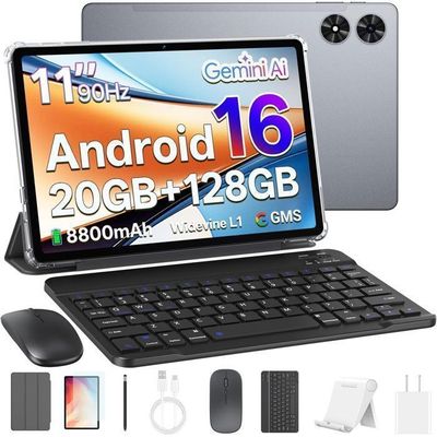 SVITOO Android 16 平板 · 键盘套装 · 11 英寸 · 20+128GB · 八核 · 8800mAh · 13MP+8MP · Gemini AI